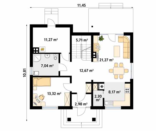 Projekt domu Dudek 2 dr-S - rzut parteru