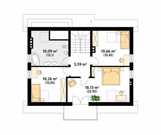 Projekt domu Dudek 5 - rzut poddasza