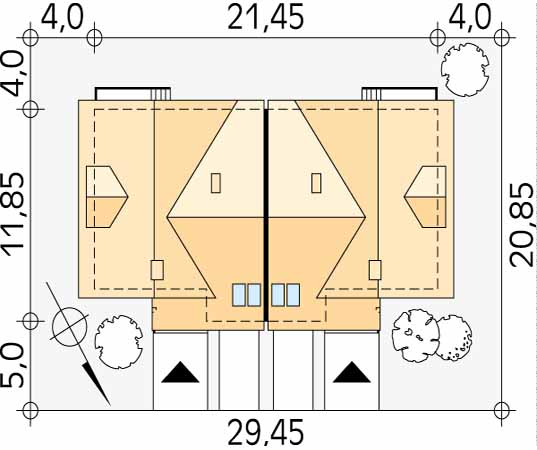 Projekt domu Duet 2 - usytuowanie na działce