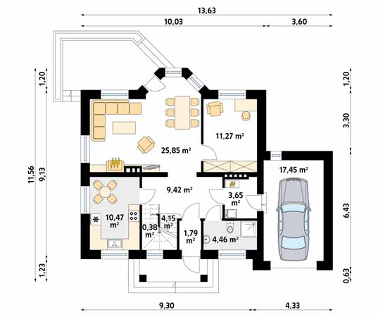 Projekt domu Echo 2 - rzut parteru