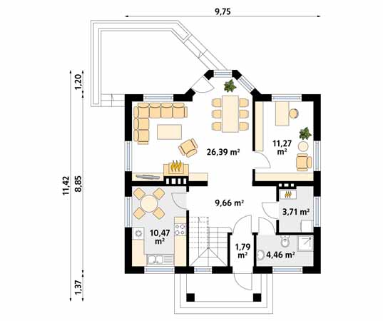 Projekt domu Echo 3 - rzut parteru