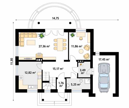 Projekt domu Eko 2 - rzut parteru