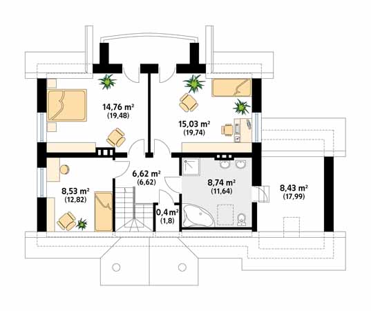 Projekt domu Eko 2 - rzut poddasza