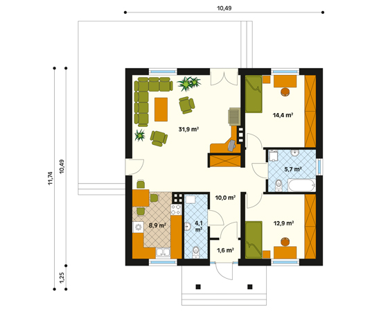 Projekt domu Elka - rzut parteru