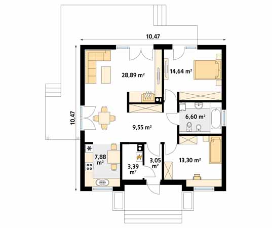 Projekt domu Elka 2 dr-ST - rzut parteru