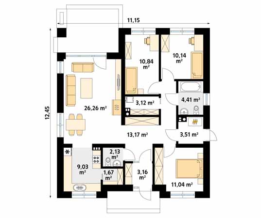 Projekt domu Elka 5 - rzut parteru