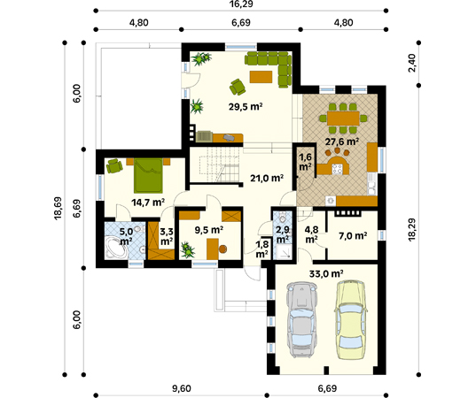 Projekt domu Etiuda 2 - rzut parteru