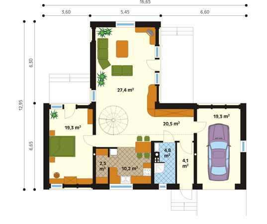 Projekt domu Ewka - rzut parteru