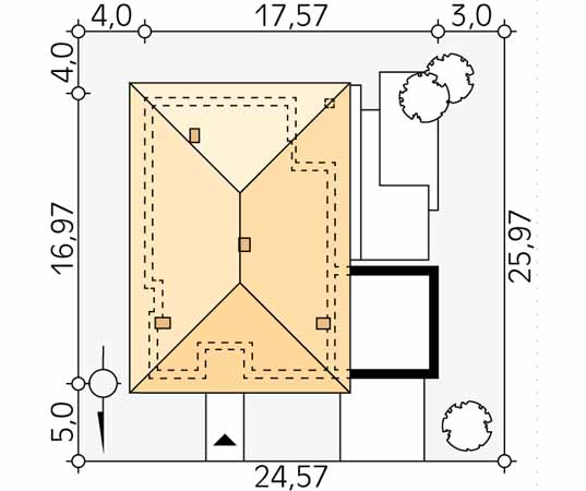 Projekt domu Feniks - usytuowanie na działce