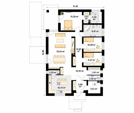 Projekt domu Feniks 3 - rzut parteru