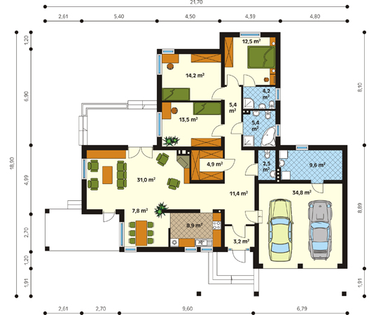 Projekt domu Fiesta - rzut parteru