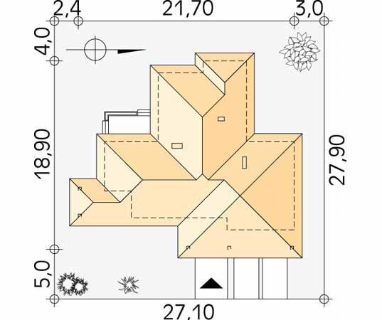 Projekt domu Fiesta - usytuowanie na działce
