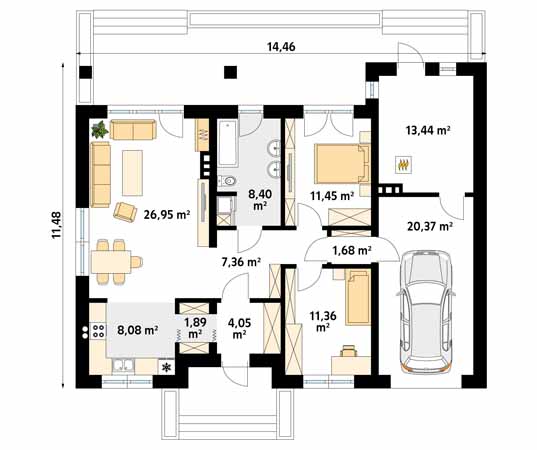 Projekt domu Fistaszek 4 - rzut parteru