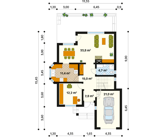 Projekt domu Forte - rzut parteru