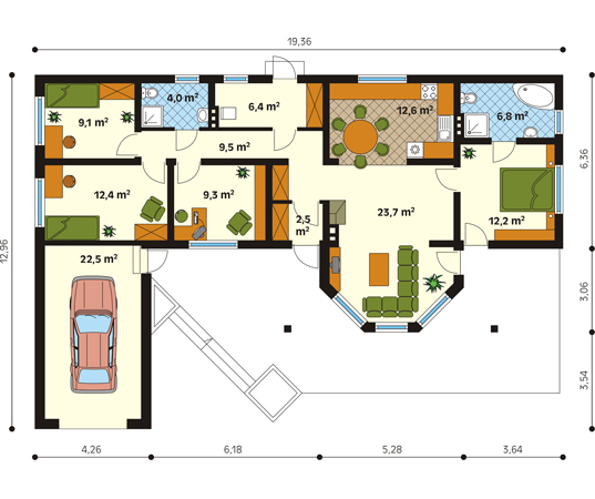 Projekt domu Fraza silka - rzut parteru