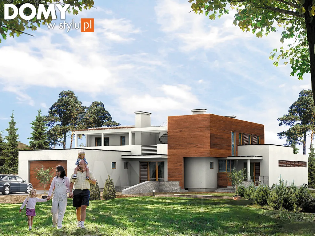 Nowoczesny projekt domu piętrowego Freya - wizualizacja frontowa