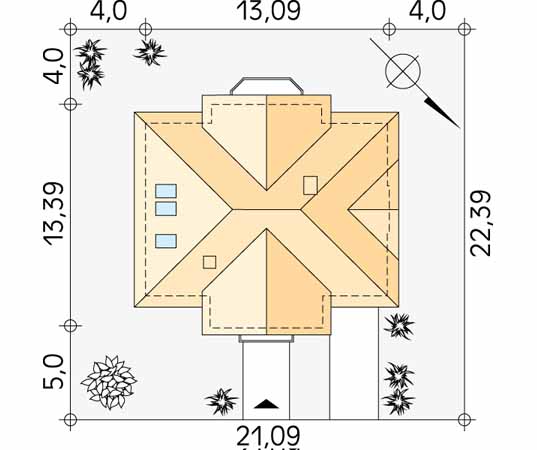 Projekt domu Gama - usytuowanie na działce