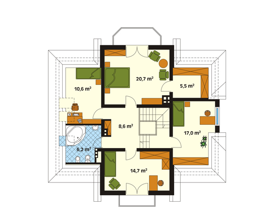 Projekt domu Gama 2 - rzut poddasza