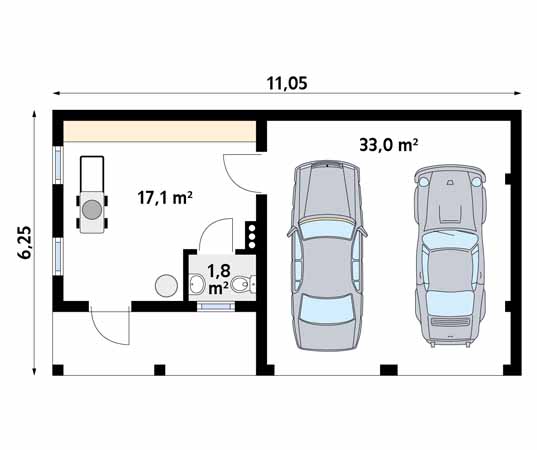 Projekt garażu Garaż G1 - rzut parteru