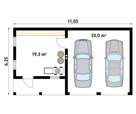 Projekt garażu Garaż G10 - rzut parteru