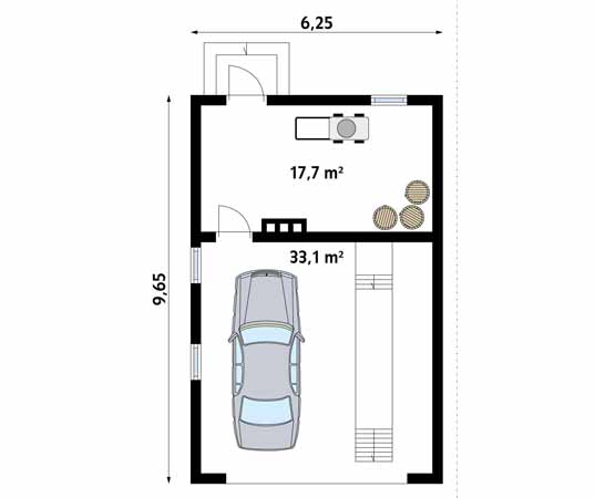 Projekt garażu Garaż G12 - rzut parteru