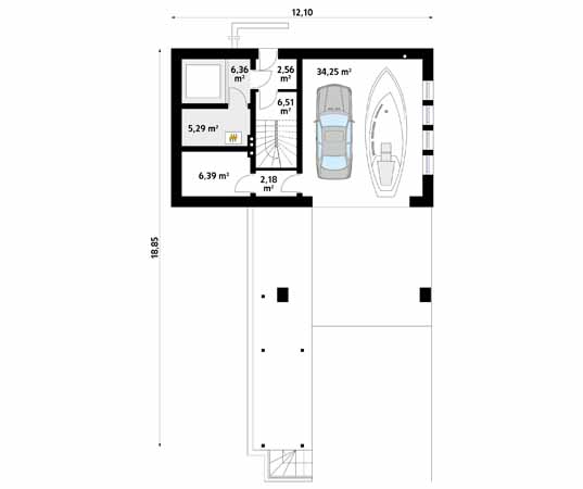 Projekt garażu Garaż G14 - rzut parteru