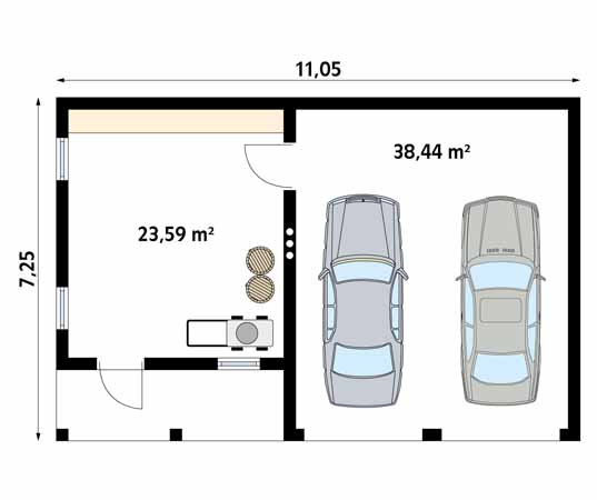 Projekt garażu Garaż G16 - rzut parteru