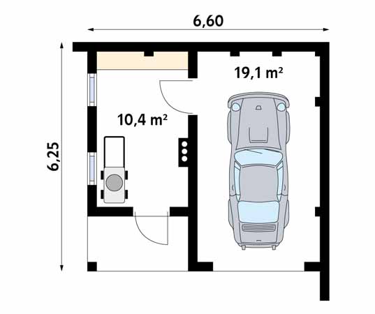 Projekt garażu Garaż G5 - rzut parteru