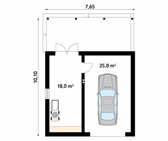 Projekt garażu Garaż G9 - rzut parteru