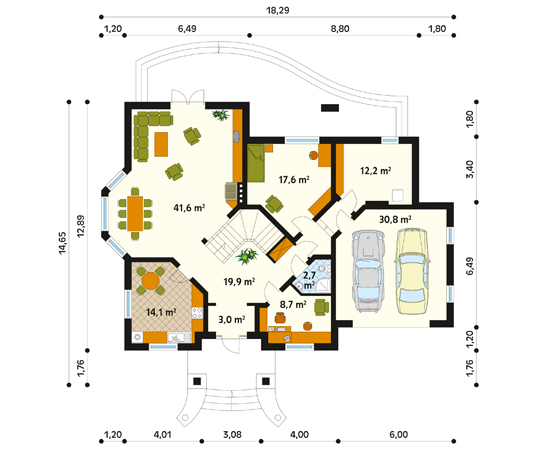 Projekt domu Gejzer - rzut parteru