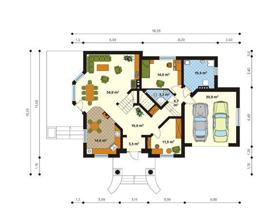 Projekt domu Goplana - rzut parteru