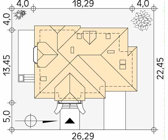 Projekt domu Goplana - usytuowanie na działce