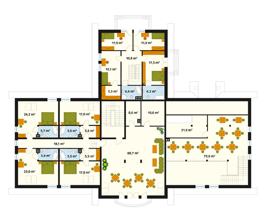 Projekt pensjonatu Gościniec - rzut poddasza