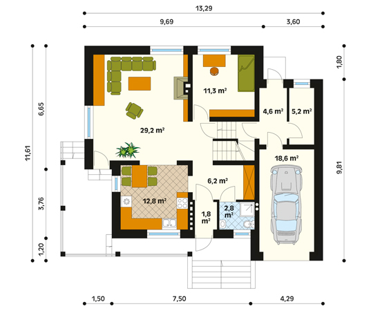 Projekt domu Grab 2 - rzut parteru