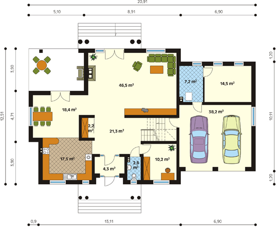 Projekt domu Gracja - rzut parteru