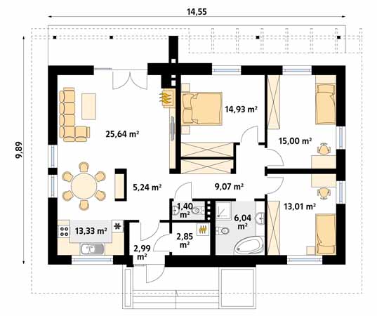 Projekt domu Grafit - rzut parteru
