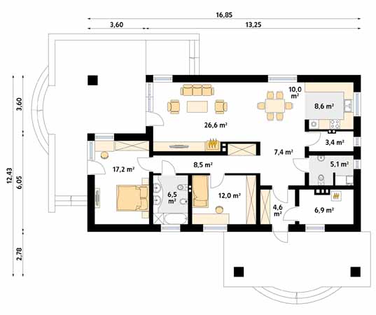 Projekt domu Granat 2 - rzut parteru