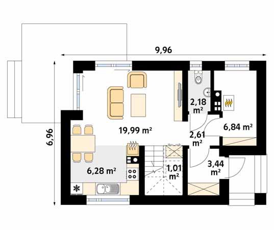 Projekt domu Groszek - rzut parteru