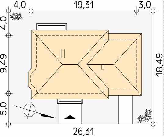 Projekt domu Grot 3 - usytuowanie na działce
