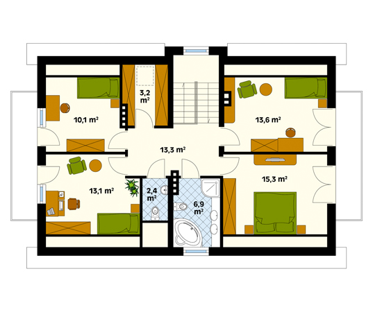 Projekt domu Grusza - rzut poddasza