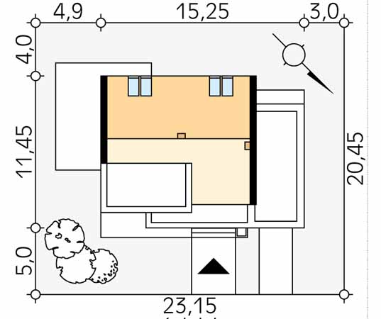 Projekt domu Gryfon - usytuowanie na działce