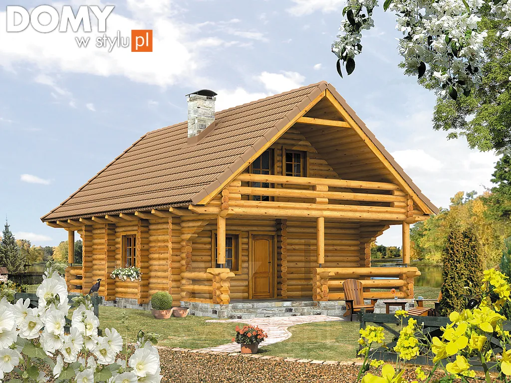 Projekt domu letniskowego drewnianego Gwarek bal - wizualizacja frontowa