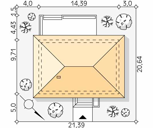 Projekt domu Gwiazdka 2 - usytuowanie na działce