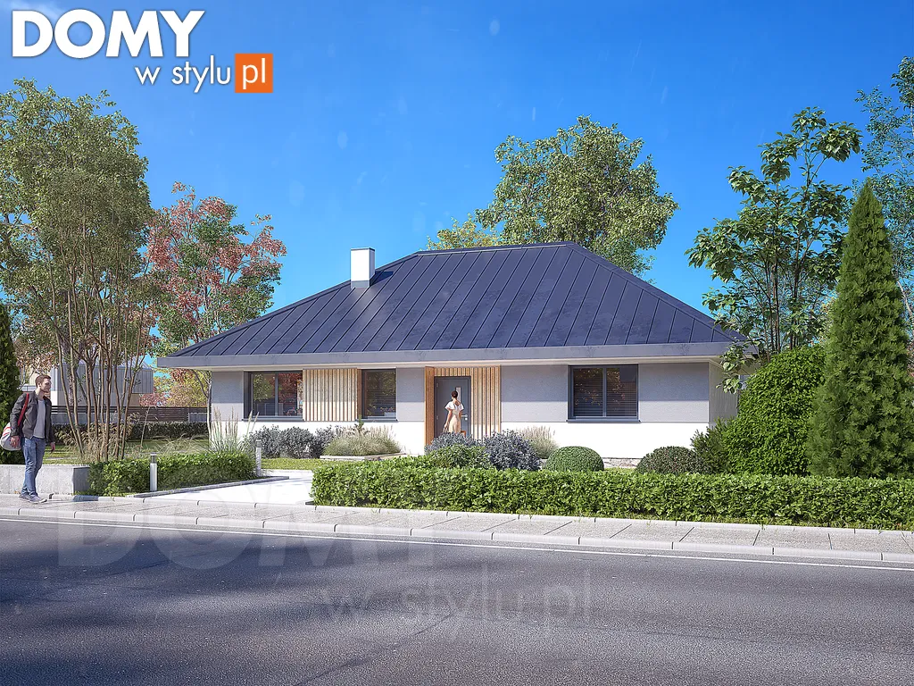 Nowoczesny projekt domu parterowego Gwiazdka 2 - wizualizacja frontowa