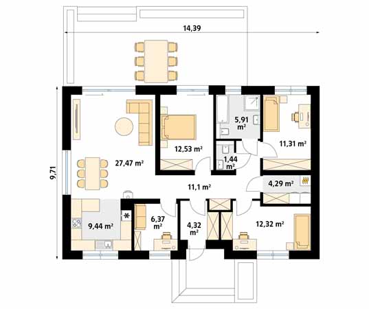 Projekt domu Gwiazdka 3 - rzut parteru