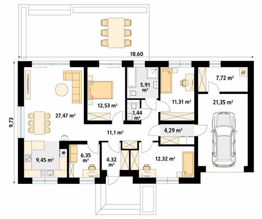 Projekt domu Gwiazdka 4 - rzut parteru