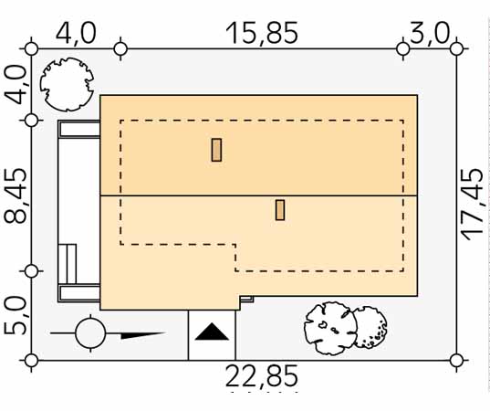 Projekt domu Heban - usytuowanie na działce