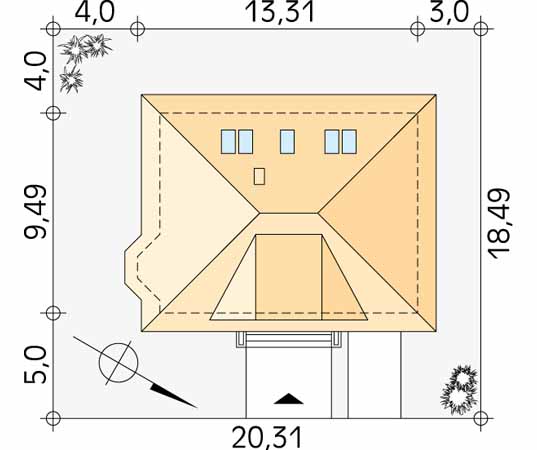 Projekt domu Huragan - usytuowanie na działce