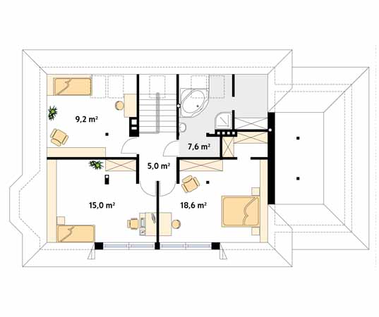 Projekt domu Huragan 3 - rzut poddasza