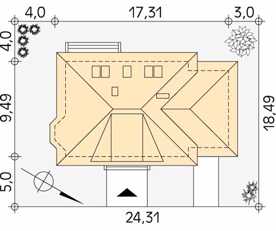 Projekt domu Huragan 3 - usytuowanie na działce